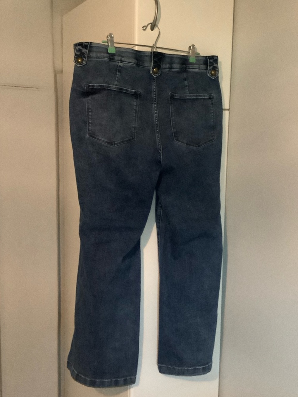 St. John's Bay Distressed Blue Wide-Leg Jeans with Side Button Detail - Picture 2 of 11